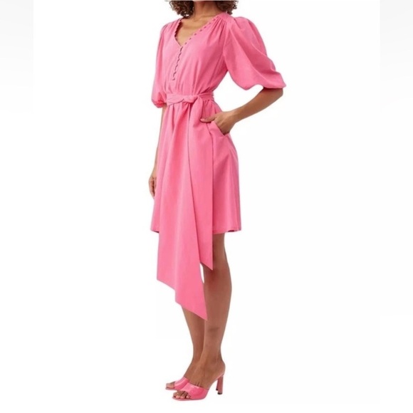 Trina Turk Dresses & Skirts - Trina Turk Malina Belted 100% Cotton Voile Minidress V-Neck Pink Size XS $328